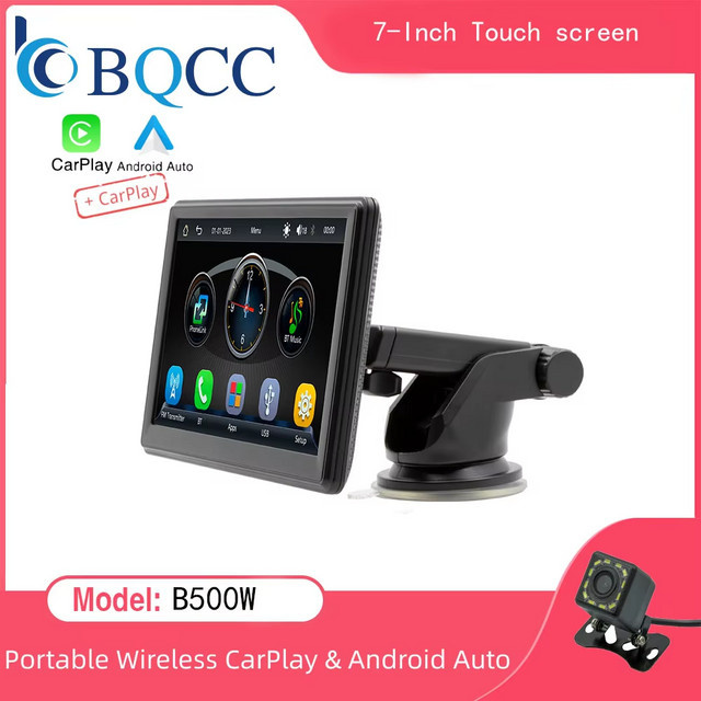 BQCC Universal 7 Zoll Autoradio Multimedia Video Player B500 in Schwarz mit Wireless Carplay, Android Auto, Mirrorlink und Bluetooth - Bild 1