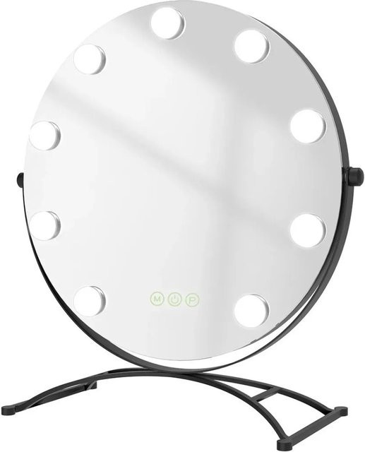 Emke Hollywood Kosmetikspiegel in Schwarz mit 1x und 7x Vergrößerung und 3 Farbtemperaturen, B: 40 cm, H: 47 cm - Bild 1