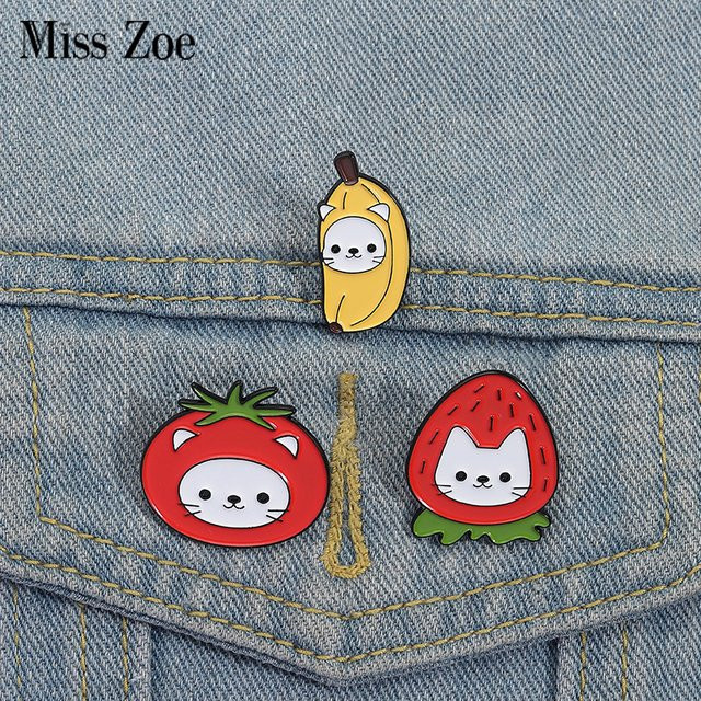 Miss Zoe Anstecknadeln, Erdbeer-Katze-Emaille, Bunt, Kinder - Bild 1