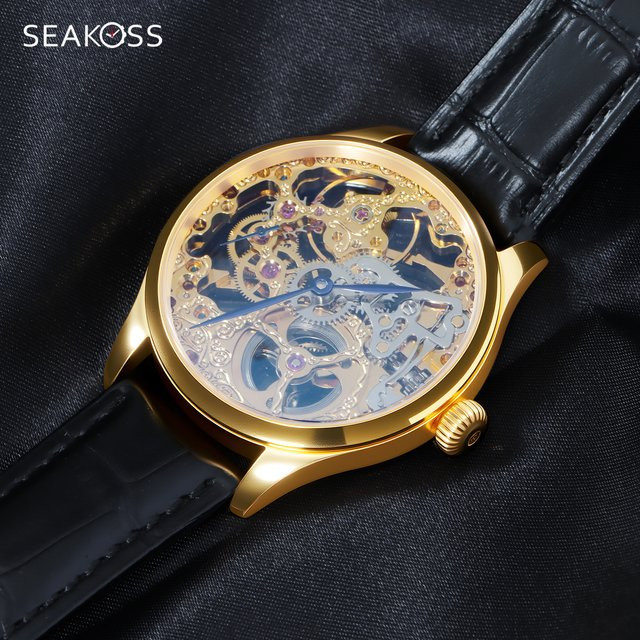 SEAKOSS Armbanduhr, Handaufzug, Edelstahl, Blau, Herren - Bild 1