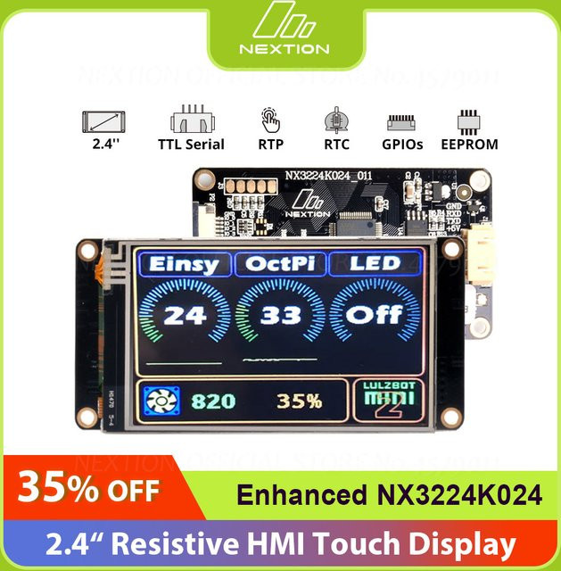 Nextion NX3224K024 2.4 Zoll Resistives HMI Touch Display TFT LCD Modul in Schwarz kompatibel mit Arduino - Bild 1