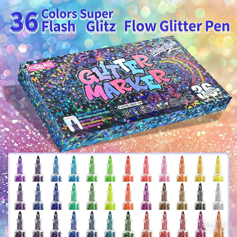 Glitzer-Acrylmarker von kissbuty in Multicolour für DIY-Bastelarbeiten und Kunstbedarf für Erwachsene - Bild 6