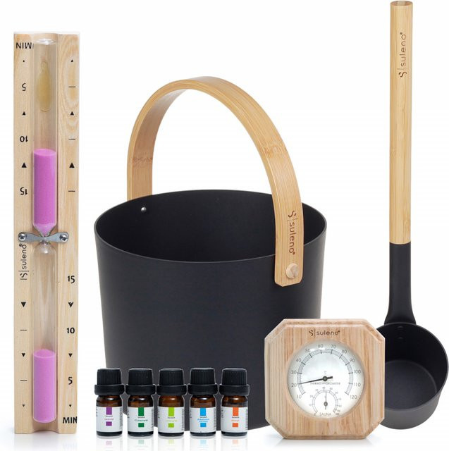 Suleno Sauna Set KJELL 2, 9-teiliges Saunazubehör, Schwarz eloxiert - Bild 1