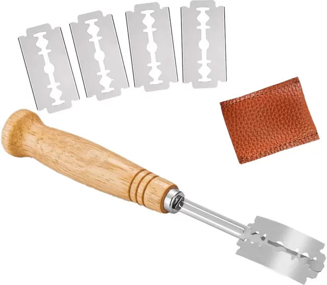Brot-Lame mit 5 Klingen in Silber und Braun als Schneidewerkzeug für Teig und Sauerteigbrot - Bild 1