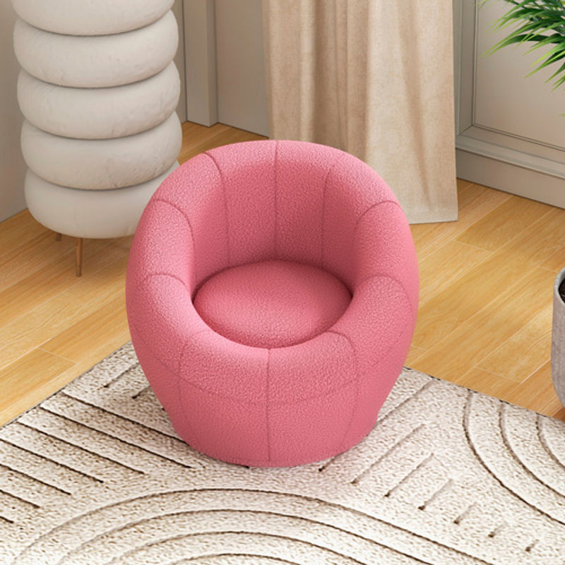 HOMCOM Drehbarer Loungesessel aus Plüsch in Rosa mit Armlehnen, B/T/H: 60 x 56 x 48 cm - Bild 3