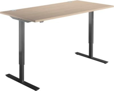 Schäfer Shop Select Schreibtisch Start Off elektrisch höhenverstellbar mit T-Fuß, Eiche-Dekor/Schwarz, B: 160 cm, T: 80 cm, H: 75,5-125,5 cm - Bild 1