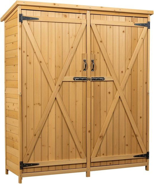 Wiltec Gartenhaus aus Fichtenholz mit 2-Flügel-Tür und Bitumendach in Braun, B/T/H: 135 x 50 x 154 cm - Bild 1