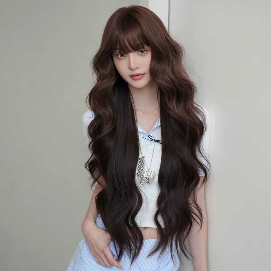 7JHH WIGS Perücke, Lange Wasserwellen, Mokkabraun, Damen - Bild 2