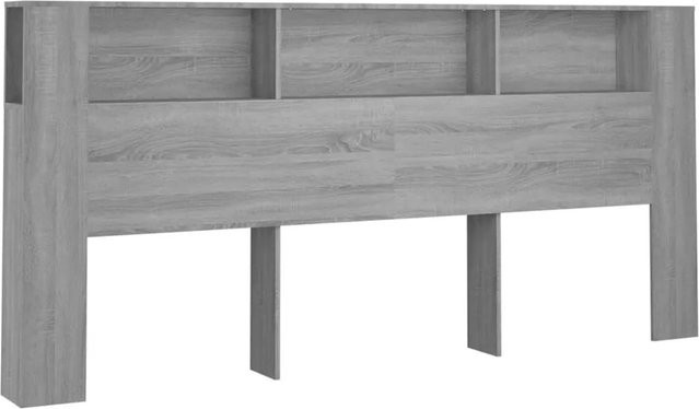 vidaXL Kopfteil mit integrierten Ablagen Grau Sonoma, B: 220 cm, T: 18,5 cm, H: 104,5 cm - Bild 1