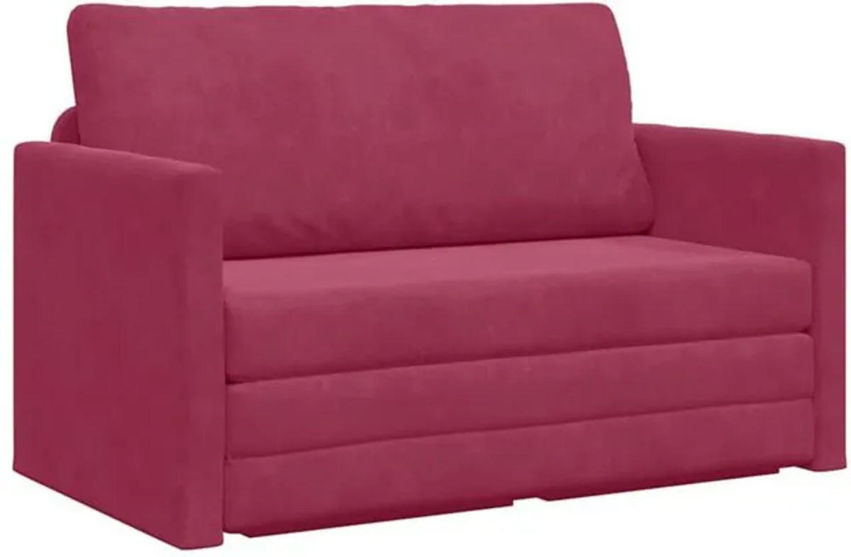 Modernes Schlafsofa von Vidaxl aus Samt in Rot mit Metallgestell, B/T/H: 124 x 204 x 61 cm - Bild 1