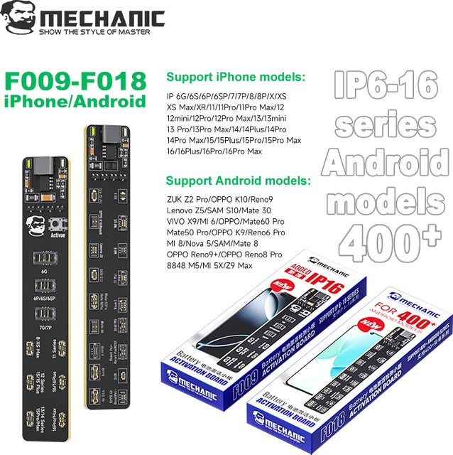 MECHANIC F018 F009 Batterieaktivierungserkennungsplatine zur intelligenten Identifizierung für iPhone 6-16 Pro Max und Android-Telefone, Schwarz - Bild 1