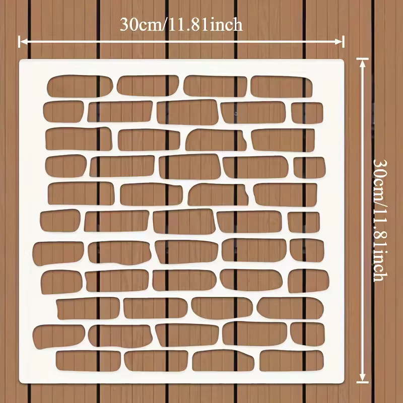 Wiederverwendbare Steinwand-Textur Schablone aus Kunststoff für DIY-Malerei und Scrapbooking, Breite: 30 cm, Breite: 30 cm - Bild 2