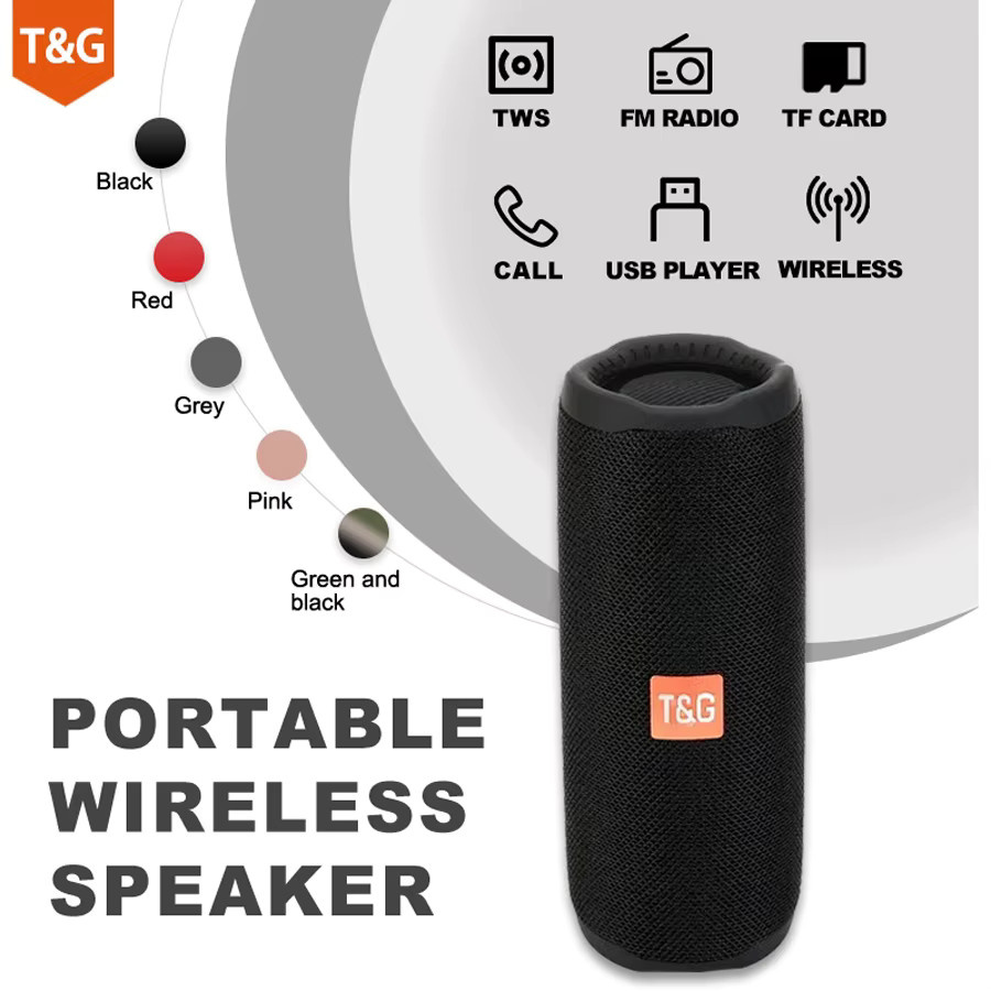 T&G Bluetooth-Lautsprecher in Pink mit 10 W Leistung, tragbarer kabelloser Subwoofer und wasserdichte Soundbox mit FM-Radio - Bild 2