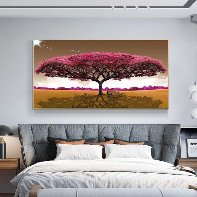 Lisa Gallery Leinwandgemälde Baum des Lebens von Gustav Klimt, abstraktes Wandbild in Blau und Rot, B/H: 80 x 40 cm - Bild 1