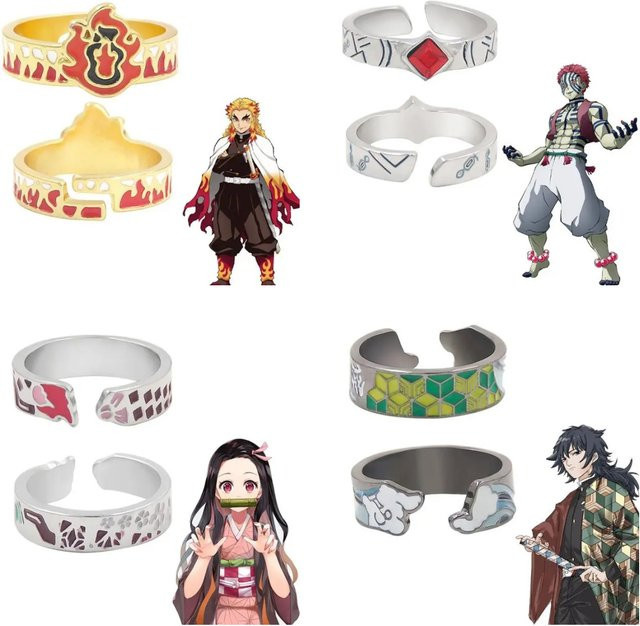 Bandai Ring, Demon Slayer, Metall, Bunt, Unisex - Bild 1