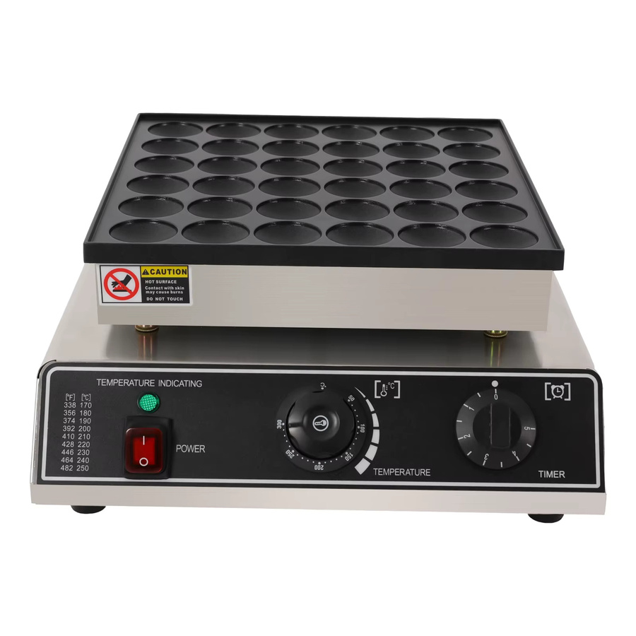 Sweetmile 36-Loch-Waffeleisen aus Edelstahl mit 950 W, verstellbare Temperatur 50–300 ℃, Farbe Schwarz-Silber - Bild 2