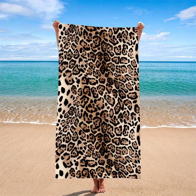 JMG Household Supplies Mikrofaser-Badetuch mit Leopardendruck, schnelltrocknend und sandfrei, B/H: 40 x 60 cm, Mehrfarbig - Bild 1
