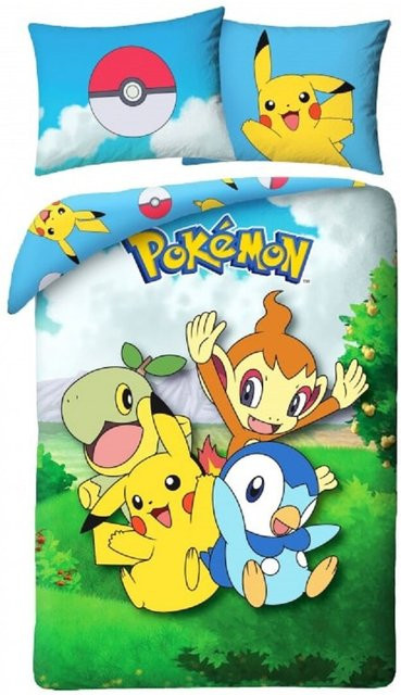 Pokémon Bettwäsche Set aus atmungsaktiver Baumwolle in Multicolour, bestehend aus Bettbezug und Kissenbezug, B/H: 140 x 200 cm - Bild 1
