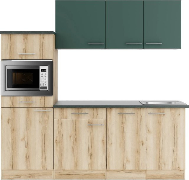 Optifit Küchenzeile KPSL 2181-9+ in Steingrün und Wildeiche Nachbildung, Breite: 210 cm - Bild 1