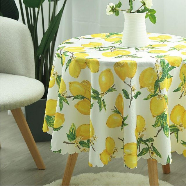 Runde Tischdecke aus Baumwollleinen von Super Six in Weiß mit floralem Muster, Durchmesser: 90 cm - Bild 1