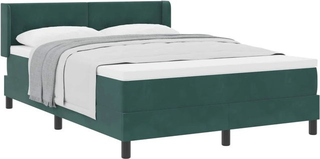 vidaXL Boxspringbett mit Matratze in Dunkelgrün, Hybrid-Konstruktion aus Federkern und Schaumstoff, B/T: 140 x 200 cm - Bild 1