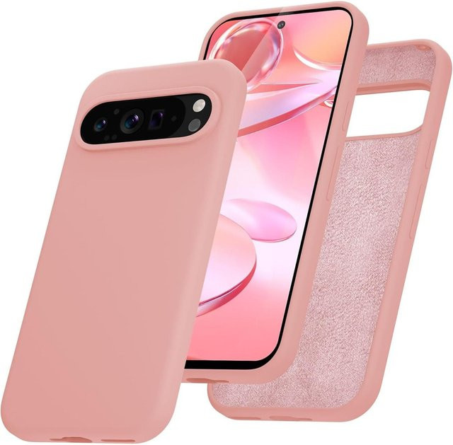 Stoßfeste Handyhülle aus flüssigem Silikon für Google Pixel 10 Pro XL, 9, 8, 7, 6 Pro in Pink - Bild 1
