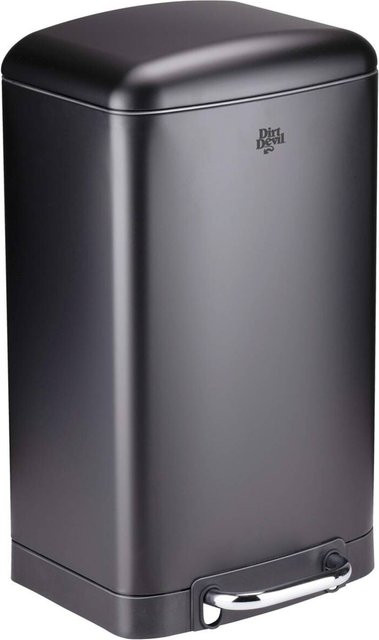 Dirt Devil Treteimer aus Edelstahl in Schwarz mit Soft-Close und herausnehmbarem Inneneimer, Volumen: 20 l, B/H/T: 30 x 52,5 x 29 cm - Bild 1