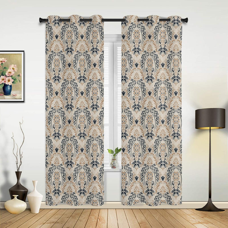Super Six Barock Vintage Vorhang mit floralem Muster in Grau, B: 135 cm, H: 60 cm - Bild 2