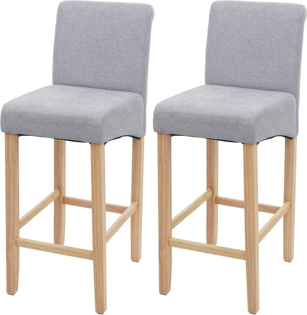 2er-Set Barhocker MCW-C33 in Hellgrau mit Stoffbezug im Retro-Look - Bild 1