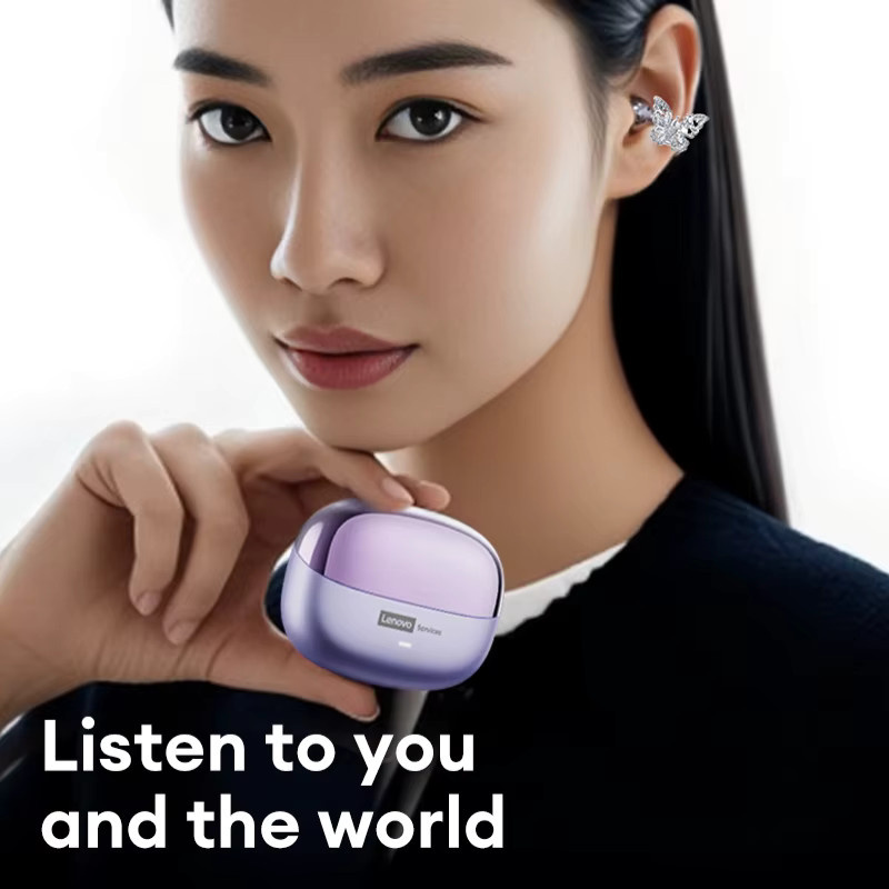 Lenovo LE302 OWS Kabellose Ohrclip-Kopfhörer Bluetooth Open-Ear-Design in Beige mit HiFi Stereo und geringer Latenz - Bild 2