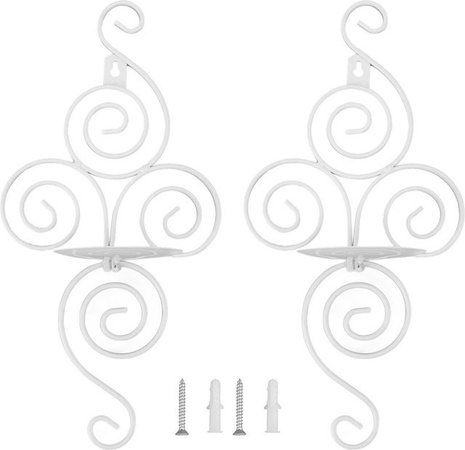 2er Set Wandkerzenhalter aus Schmiedeeisen von OutsideWorld in Weiß im europäischen Stil für Taper- und Tealight-Kerzen