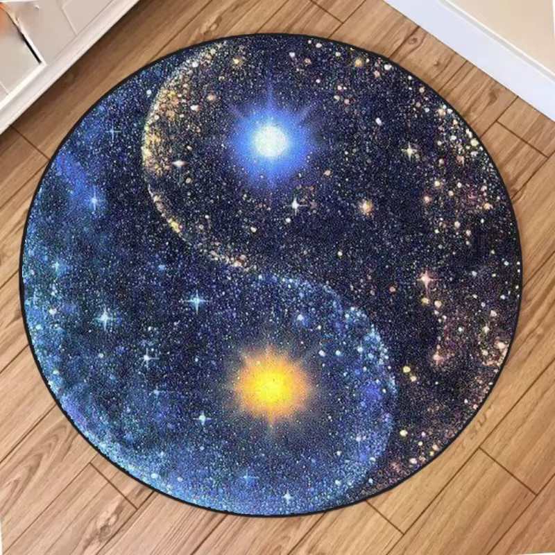Runder Teppich mit Yin Yang Tai-Chi-Muster in Multicolour für Wohnzimmer und Schlafzimmer - Bild 2