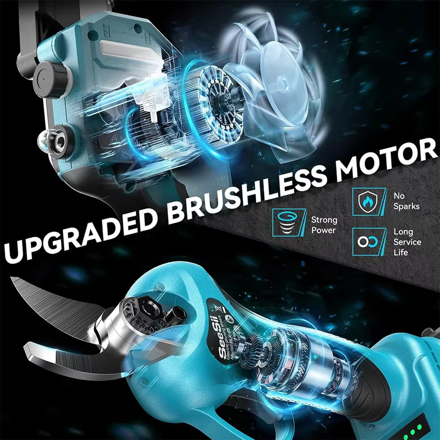 Seesii 3in1 Elektrische Gartenschere mit 2,8m Teleskopstange und 6'' Kettensäge, Blau, kompatibel mit Makita 18V LXT Akku - Bild 4