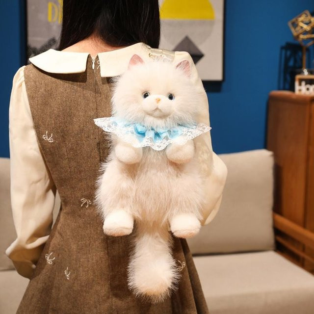 Linyi toy Ragdoll Katzen Rucksack, Plüsch, Weiß, Unisex - Bild 1
