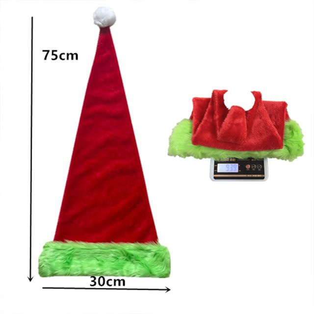 Atceawit Plüsch-Weihnachtsmütze in Rot mit grünem Rand, 75 cm - Bild 1