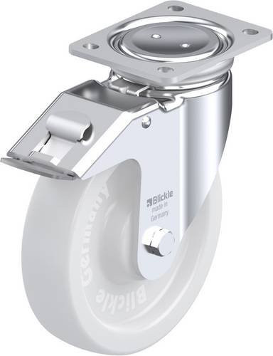 Blickle Lenkrolle LUH-SPO 200G-FI mit Feststeller in Weiß und Stahl, Rad-Durchmesser: 20 cm, Tragfähigkeit: 1000 kg - Bild 1