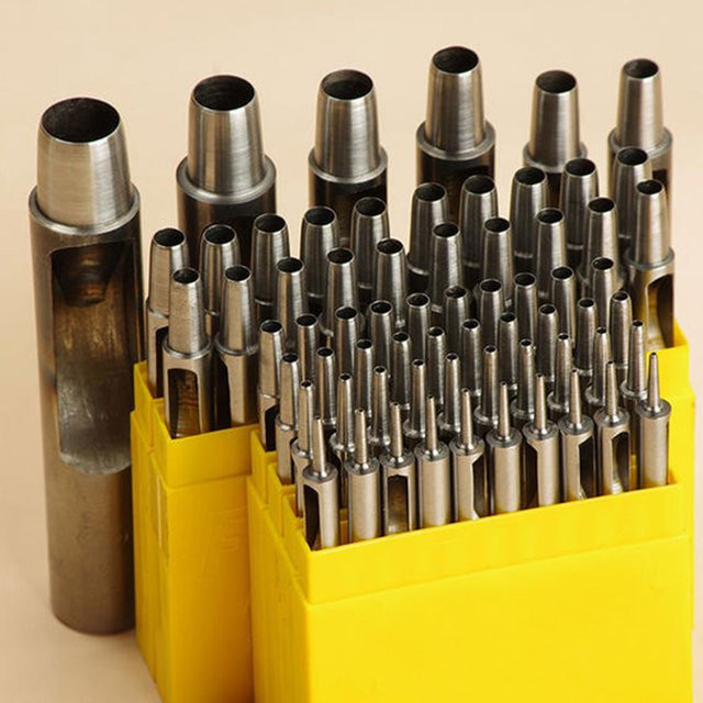 SPC Stahl Rundlocher Hohlstanzer Set für Lederhandwerk und DIY in Silber - Bild 1