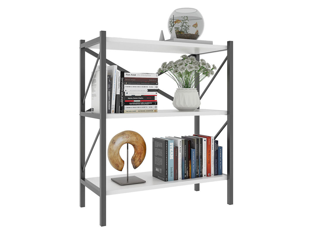 VCM Standregal Insasi aus Holz und Metall in Weiß, B/H/T: 66 x 85 x 34 cm - Bild 3