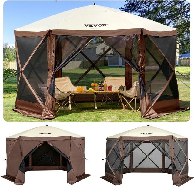 Buying Solutions MB Pop-up Camping Pavillon mit 6-seitigem Schutz in Beige, B/T: 3,6 x 3,6 m - Bild 1