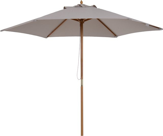 Outsunny Sonnenschirm mit 3-stufiger Verstellung aus Bambus und Polyester, Grau, Durchmesser: 2,5 m, Höhe: 2,3 m - Bild 1