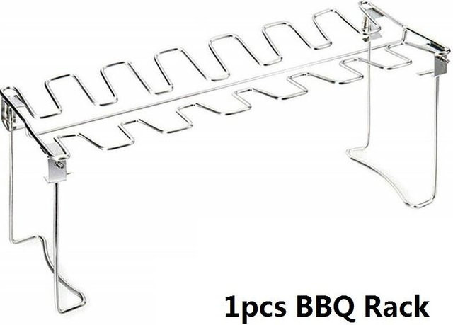 Hähnchenflügel-Beinhalter aus Edelstahl mit Abtropfschale in Silber für Grill und Smoker - Bild 1