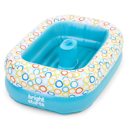 Bright Starts 2-in-1 Bathe & Giggle Aufblasbare Babybadewanne und Bällebad mit integrierter Luftpumpe und 8 Spielbällen, Bunt