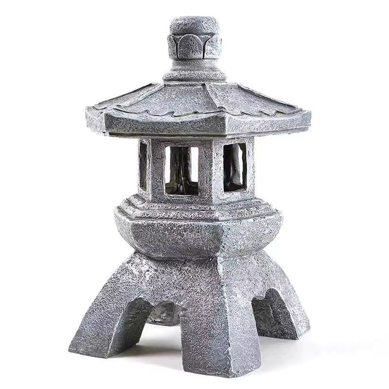 Solarbetriebene Zen Garten Statue als chinesische Pagoden Laterne aus Steinoptik für deinen Hof - Bild 6