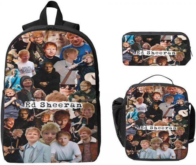 Ed Sheeran Loop Tour 2026 Schulranzen-Set für Kinder mit Federmäppchen und Brotdose, 3-teilig, Multicolor, Fancy Style Studio - Bild 1