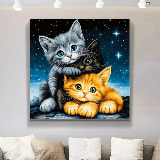 Potdemiel 5D Diamant Malerei Set Katze Cartoon Motiv als DIY Stickerei Kit für Kinder in Multicolour, B/H: 20 x 20 cm - Bild 1