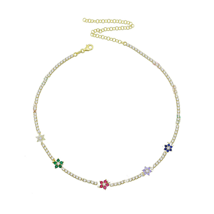 JYZSWBB Halskette, Bunt, Blume Charme, Zirkonia, Damen - Bild 2