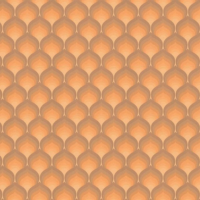 PROFHOME Retro Tapete Grafisch in Braun, Orange und Gelb, Vlies-Tapete Matt, 0,53 m x 8,50 m - Bild 1