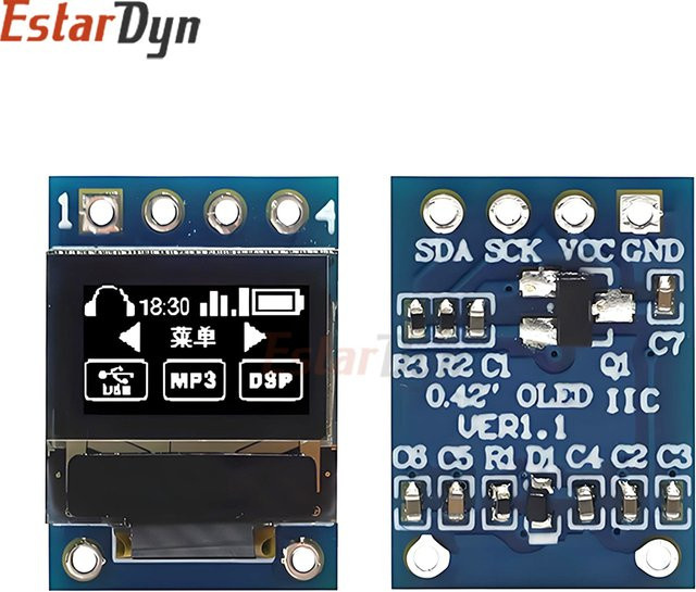 Estardyn OLED-Display 0,42 Zoll SSD1306 Weiß mit I2C und SPI Schnittstellen für Raspberry Pi DIY - Bild 1