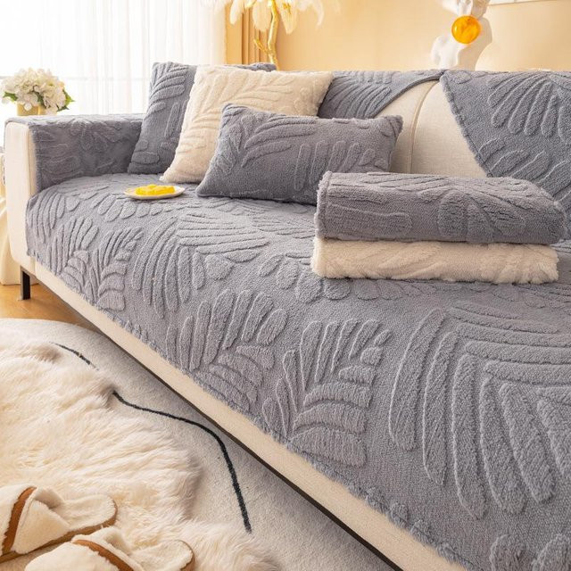 Shu Sofabezug aus samtiger Mikrofaser in Grau, rutschfester L-Typ Couchschutz für dein Wohnzimmer, Breite: 70 cm, Tiefe: 70 cm - Bild 1
