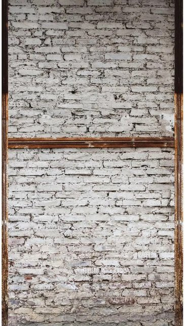 Bricoflor Vliestapete in Steinoptik mit Stahlträgern im Industrial Style, Farbe: Weiß-Grau, B/H: 159 x 280 cm - Bild 1